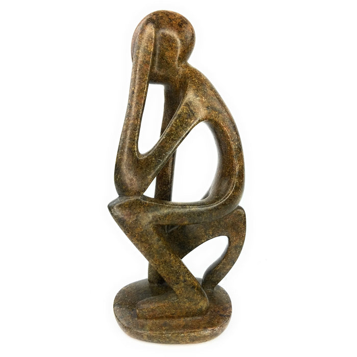 Polished African Soapstone Thinker Statue – Shona Hand Carved