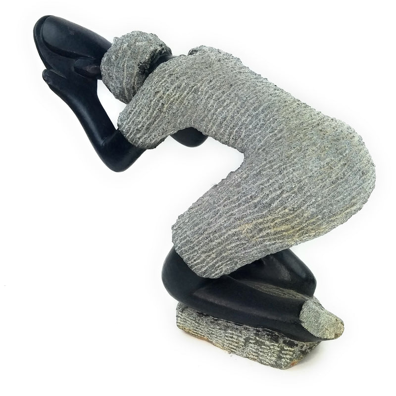 Praying Woman Sculpture – Hand Carved Shona Springstone Serpentine from Zimbabwe