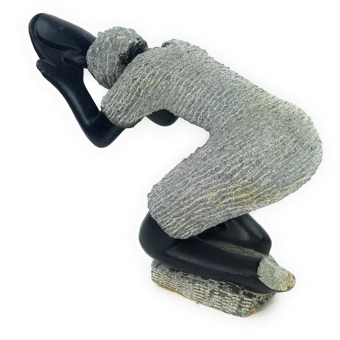 Praying Woman Sculpture – Hand Carved Shona Springstone Serpentine from Zimbabwe