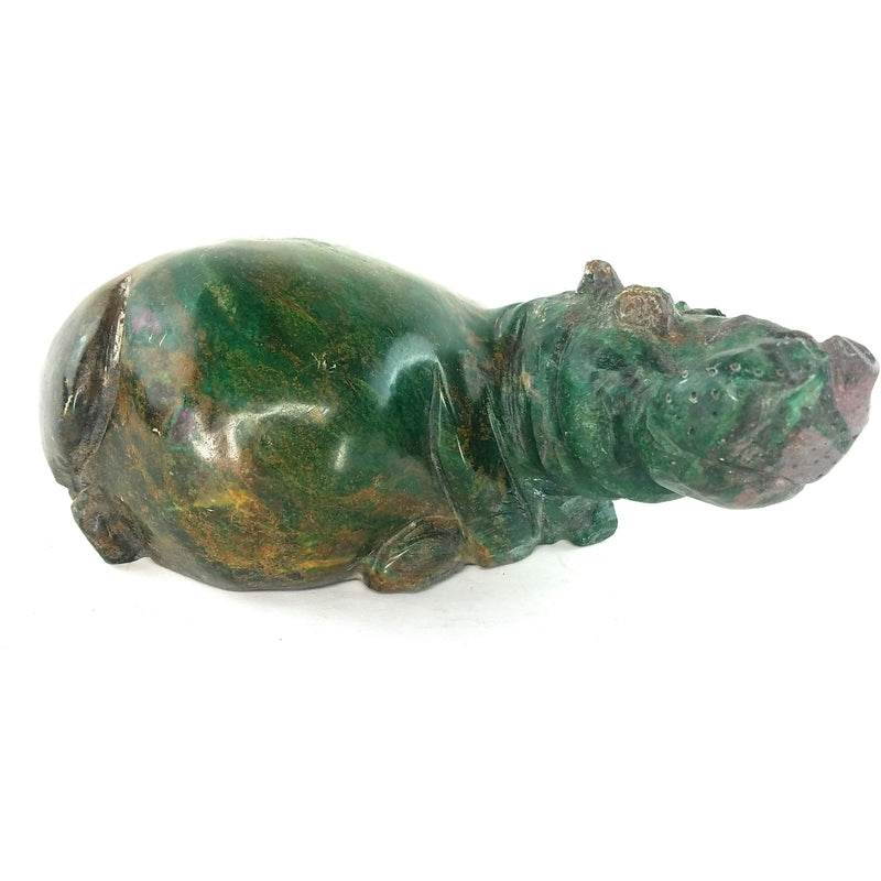 Precious Verdite Hippo Sculpture – Hand Carved Shona Stone Zimbabwe