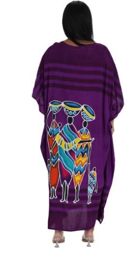 Purple African Kaftan Dress – Women & Children Print | Plus Size