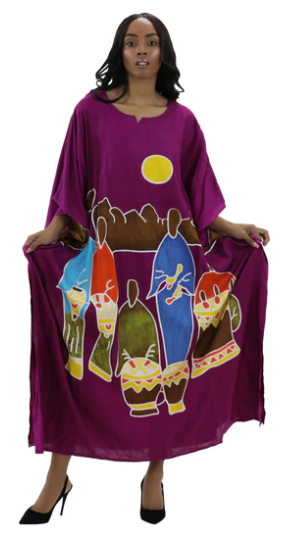 Purple African Musicians Kaftan Dress