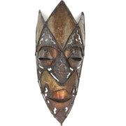 Recycled Metal African Warrior Mask with Crown Top – Handmade in Zimbabwe