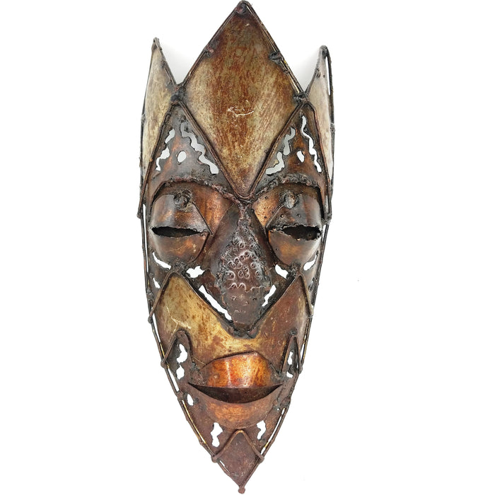 Recycled Metal Warrior Mask with Crown Top | Handmade in Zimbabwe