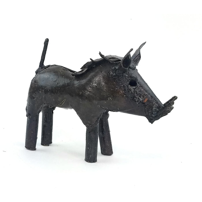 Recycled Metal Warthog Sculpture – Handmade African Art from Zimbabwe