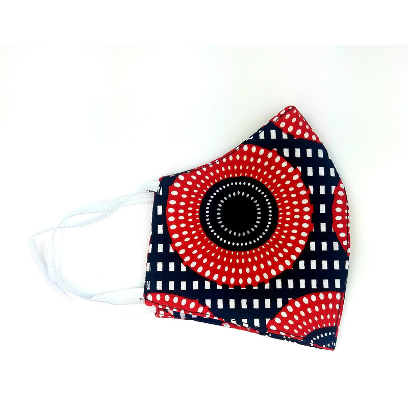 Red Black White African Print Face Mask | Reversible Cotton Mask