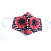 Red, Black & White African Print Reversible Cotton Face Mask with Filter Pocket