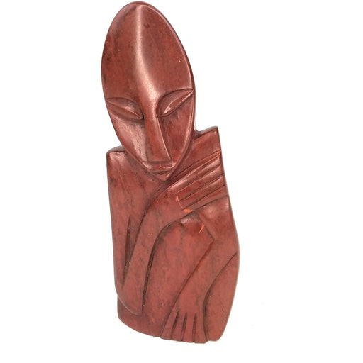 Red Jasper Abstract Standing Figure – Hand on Shoulder | Shona Stone