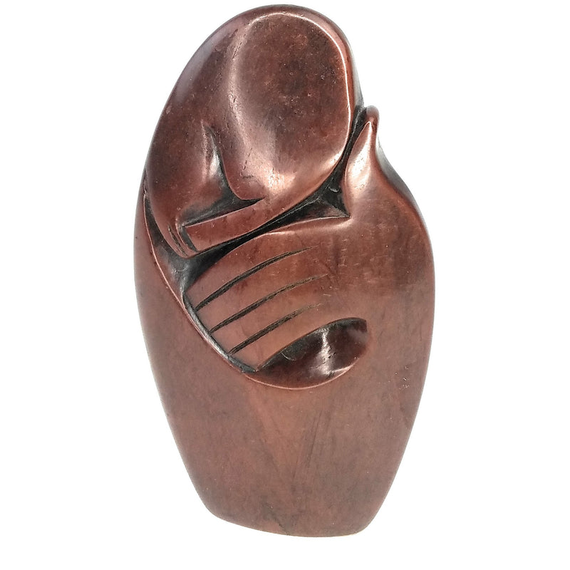 Red Jasper Abstract Woman Sculpture – Hand Gesture Shona Art from Zimbabwe