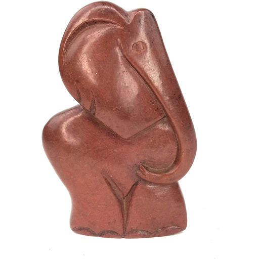 Red Jasper Curved Elephant Sculpture – Right Facing Abstract Form