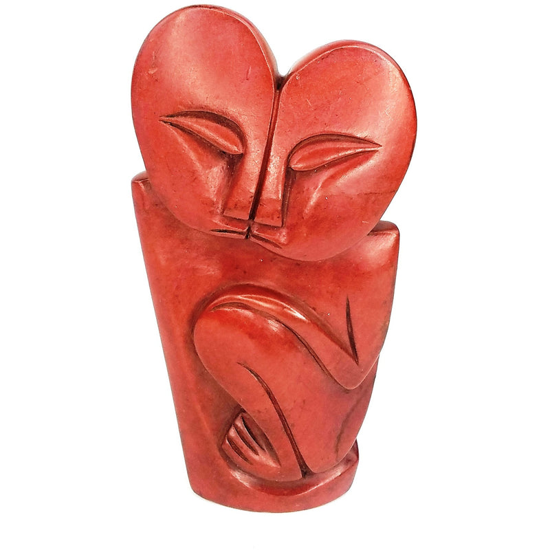 Red Jasper Kissing Couple – Hand-Carved in Zimbabwe