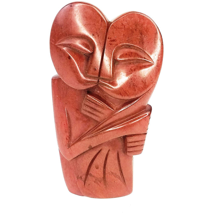 Red Jasper Lovers Sculpture – Shona Stone Art from Zimbabwe