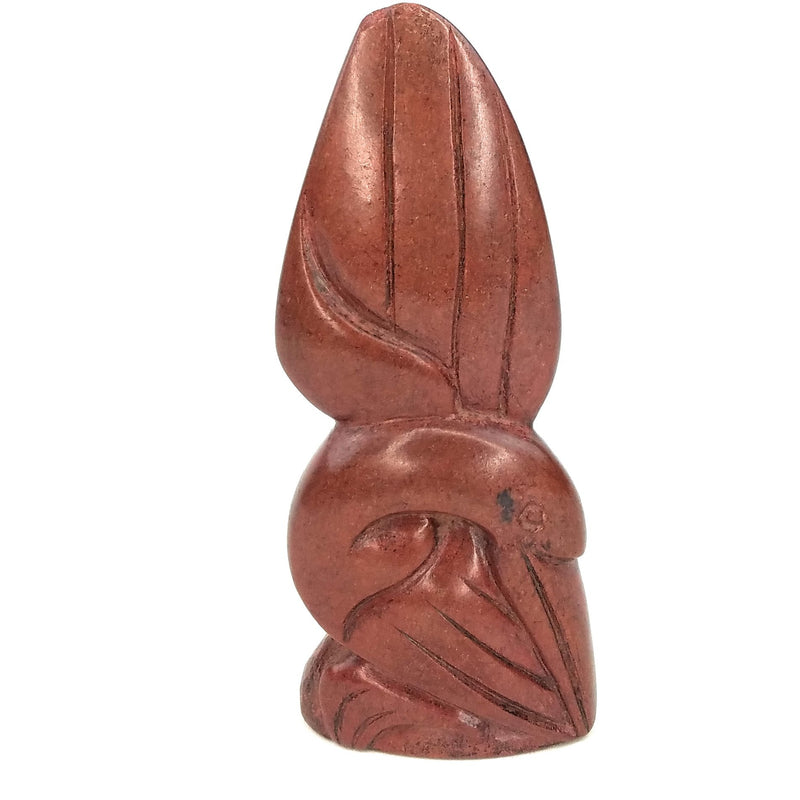 Red Jasper Pelican Sculpture – Long Wing Raised | Elegant Shona Stone