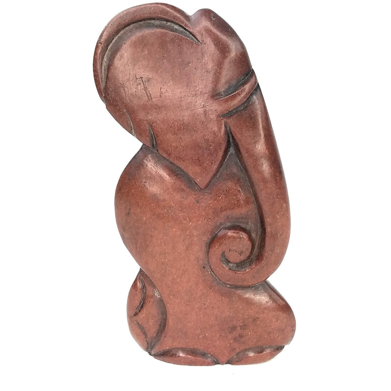 Red Jasper Standing Elephant Sculpture – Upright Abstract Design