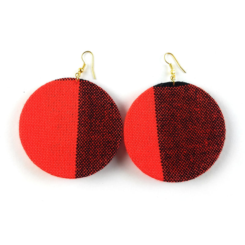 Red Multicolor Maasai Shuka Earrings – Handmade Statement Earrings