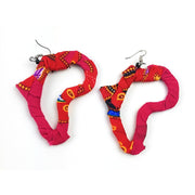 Red & Pink African Kitenge Earrings | Colorful Fabric Jewelry