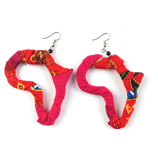 Red & Pink African Kitenge Earrings – Colorful Fabric Statement Earrings