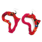 Red & Pink African Kitenge Earrings – Colorful Fabric Statement Earrings