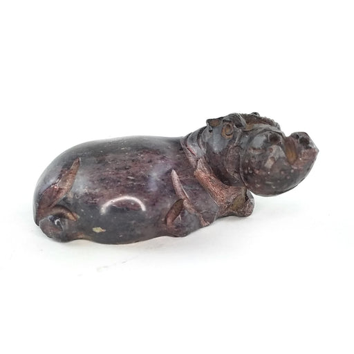 Resting Hippo Sculpture – Hand Carved Shona Stone Art from Zimbabwe