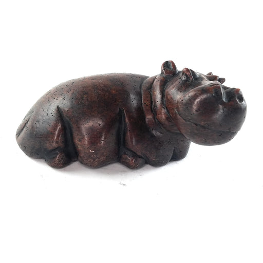 Rich Brown Hippo Sculpture – Hand Carved Shona Stone Zimbabwe