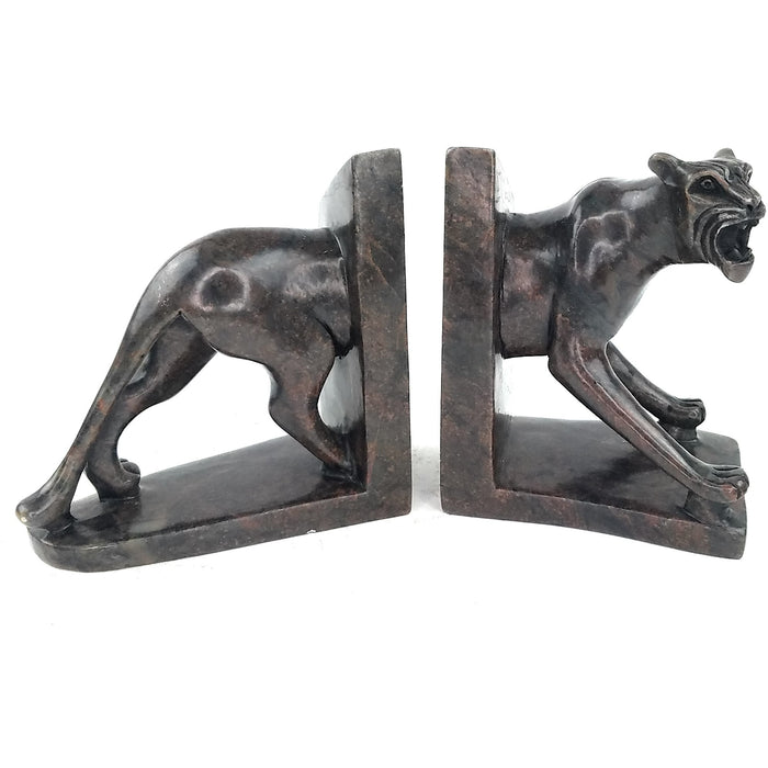 Roaring Lioness Bookends – Handmade Shona Stone Sculpture