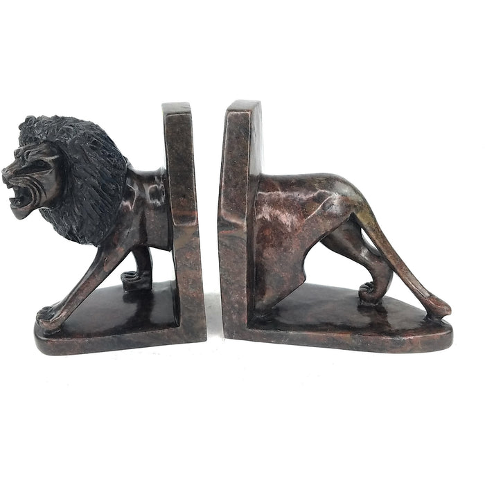 Roaring Male Lion Bookends – Hand-Carved Shona Sculpture