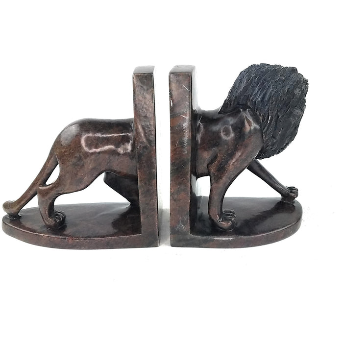 Roaring Male Lion Bookends – Shona Stone Hand Carved in Zimbabwe