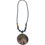 Round Coconut Shell Pendant – Brown, Black & Gold | Handmade in Zimbabwe