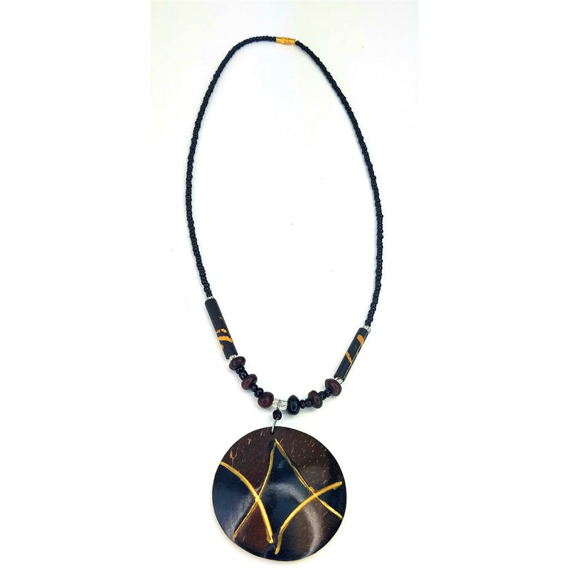 Round Coconut Shell Pendant | Handmade in Zimbabwe