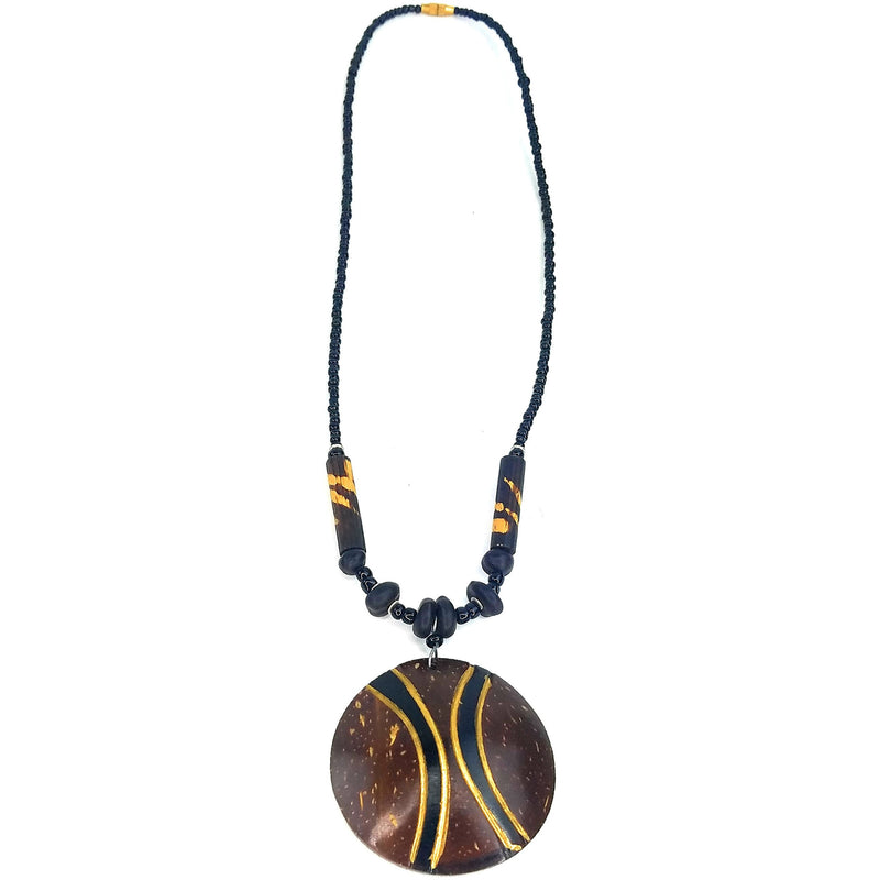Round Coconut Shell Pendant | Handmade in Zimbabwe