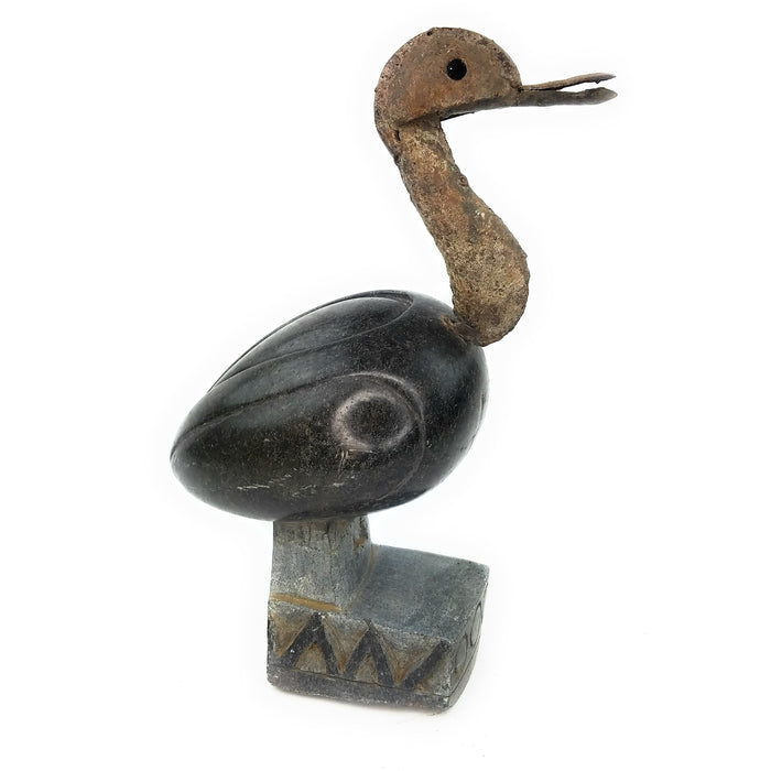Rustic Duck Sculpture | Handmade Shona Art in Metal & Stone