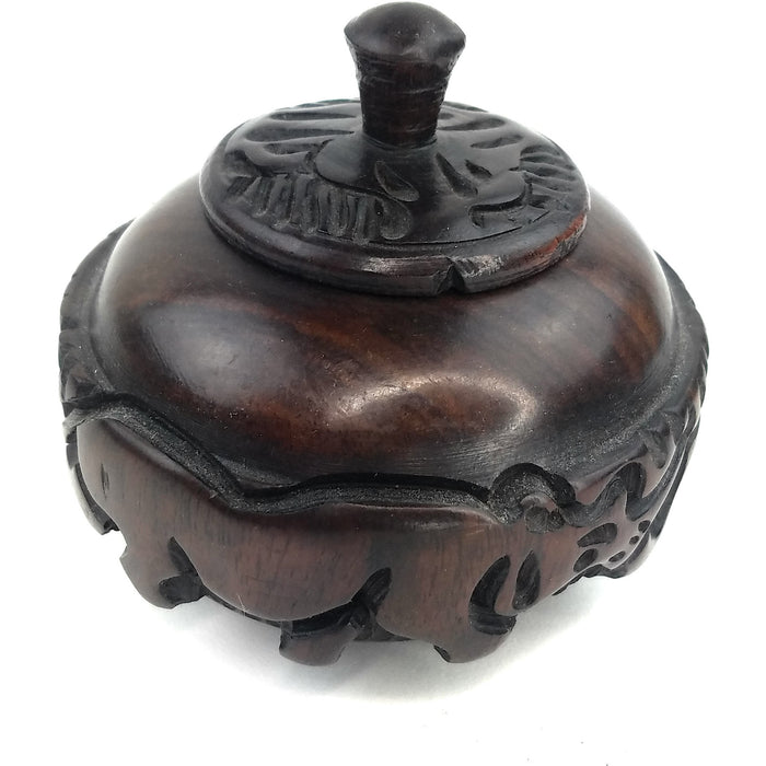 Safari Animal Ebony Wood Bowl with Lid – Hand Carved in Zimbabwe