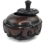 Safari Animal Ebony Wood Bowl with Lid – Hand Carved in Zimbabwe