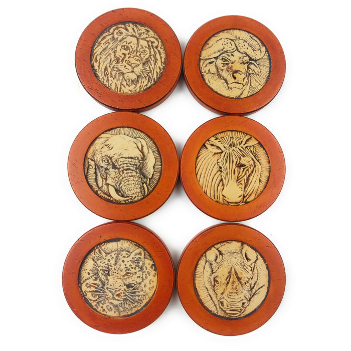 Safari Animal Engraved Coaster Set – Handmade 6-Piece | Fair Trade South Africa