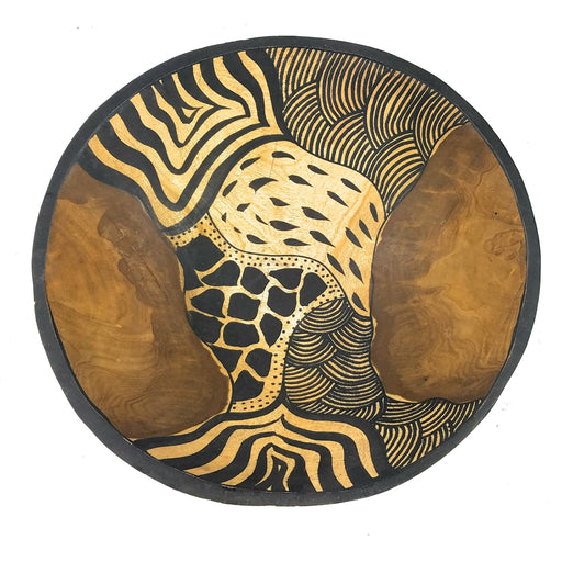 Safari Animal Print Jacaranda Wood Bowl | Hand Carved in Zimbabwe