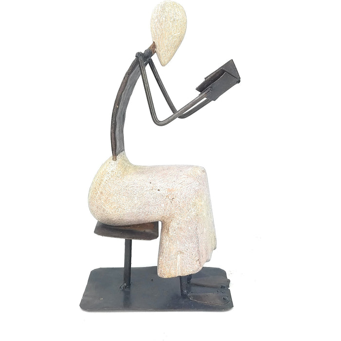 Scholar Sculpture – Handmade African Art in Metal & Stone