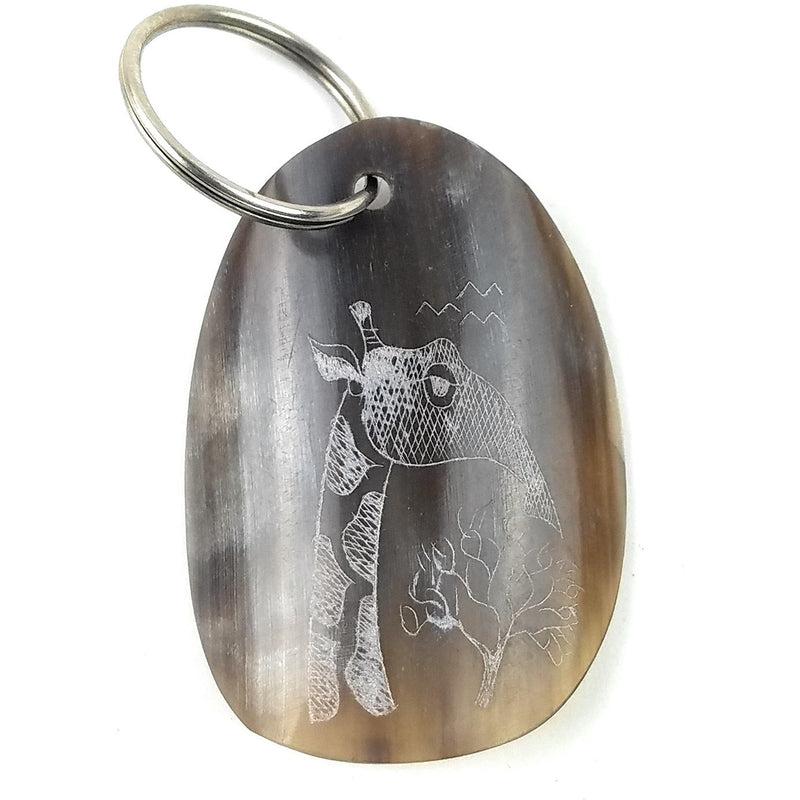 Scrimshaw Cow Horn Keychain