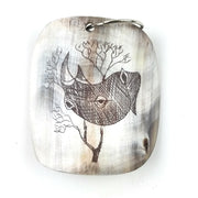 Scrimshaw Cow Horn Keychain