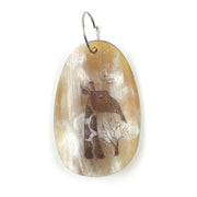 Scrimshaw Cow Horn Keychain