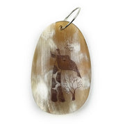 Scrimshaw Cow Horn Keychain