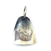 Scrimshaw Cow Horn Keychain