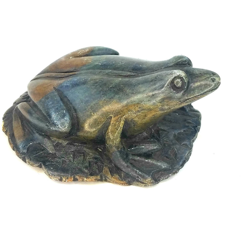 Hand-Carved African Frog Statue