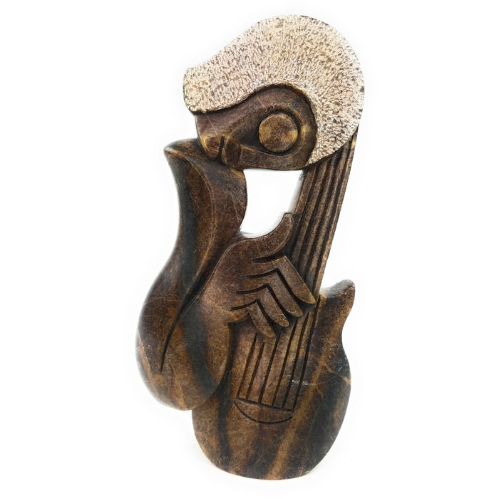 Serpentine Stone Guitarist Sculpture – Handmade Shona Art from Zimbabwe by Cuth