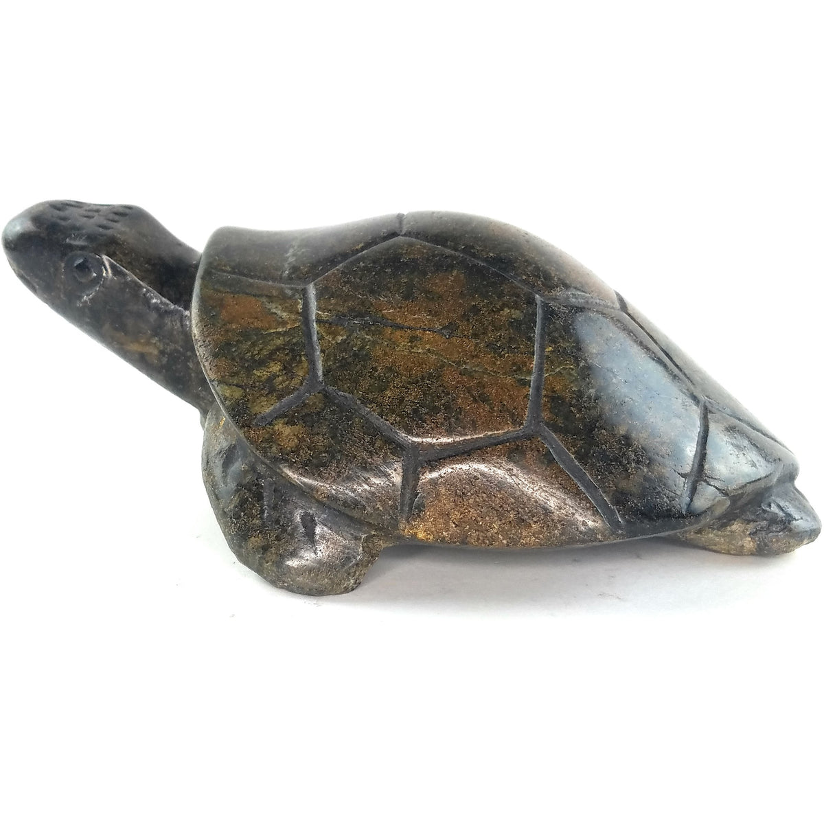 Flat Stone Turtle Shell Serpentine African Stone Turtle | Shona Sculpture — A Taste Of Africa