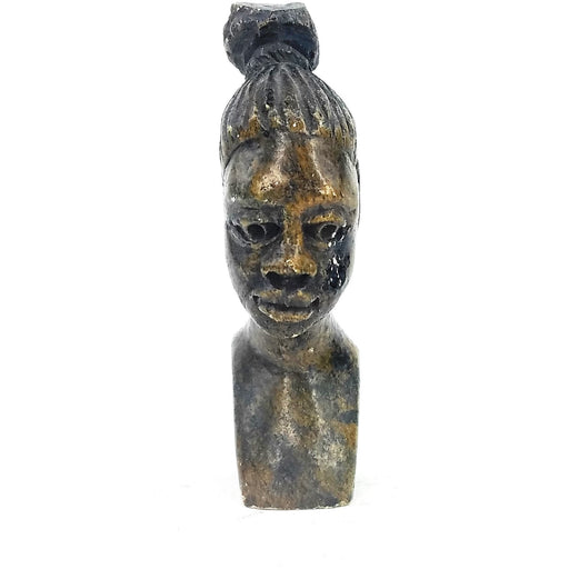 Shona Stone Female Bust with Bun – Handcrafted Zimbabwean Sculpture