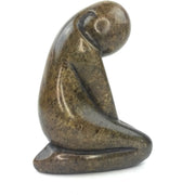 Shy Lady Sculpture – Hand Carved Shona Green Serpentine from Zimbabwe
