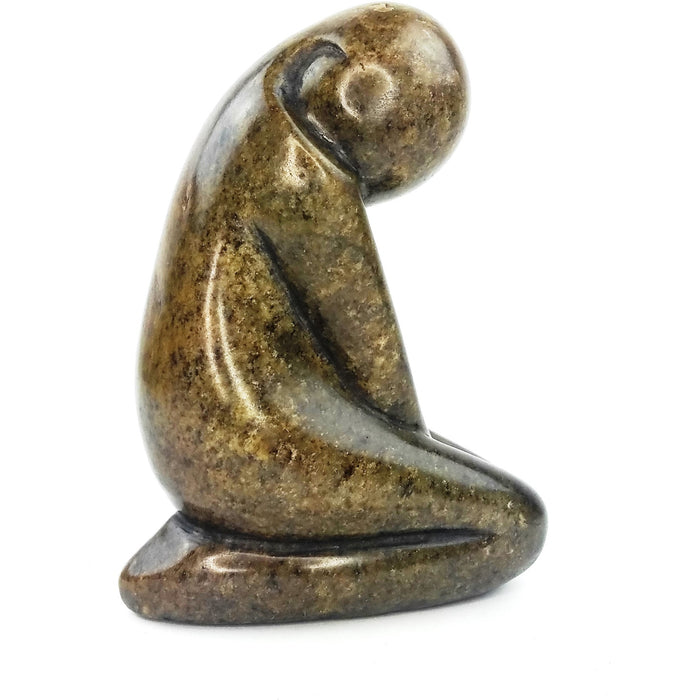 Shy Lady Sculpture – Hand Carved Shona Green Serpentine from Zimbabwe