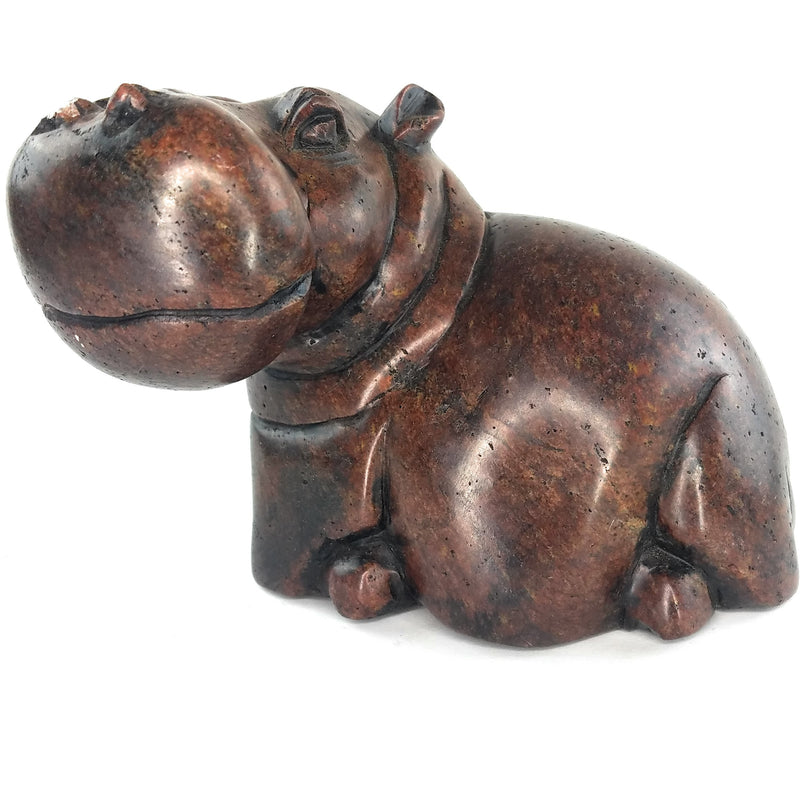 Sitting Hippo Sculpture – Hand Carved Stone Zimbabwe