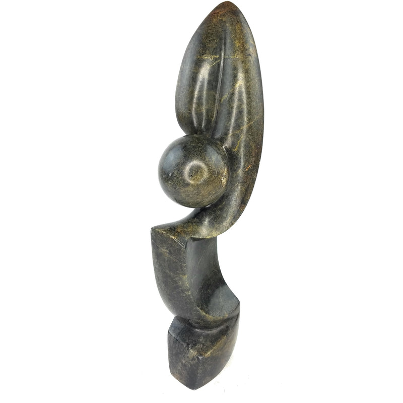 Slim Vertical Abstract Plant Sculpture – Shona Stone Art from Zimbabwe