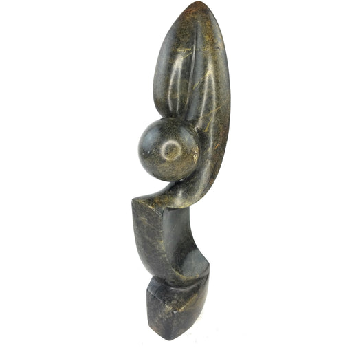 Slim Vertical Abstract Plant Sculpture – Shona Stone Art from Zimbabwe